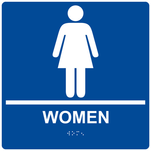 Women Braille Sign – Blue and White 9x9