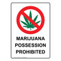 Portrait Marijuana Possession Prohibited Sign With Symbol NHEP-43056