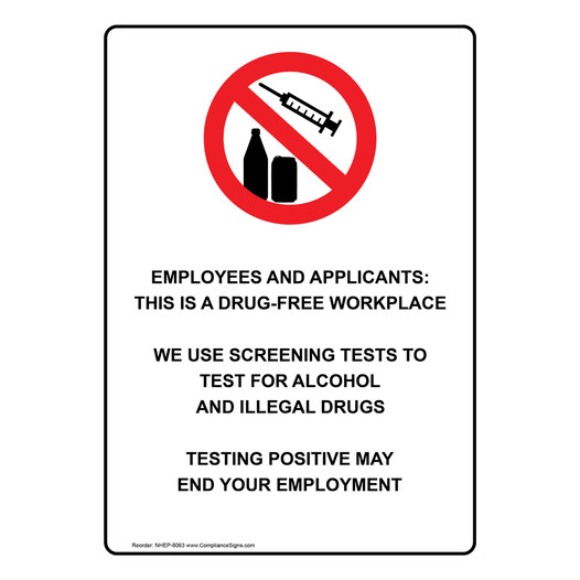 Employees This Is A Drug-Free Workplace Sign NHEP-8063