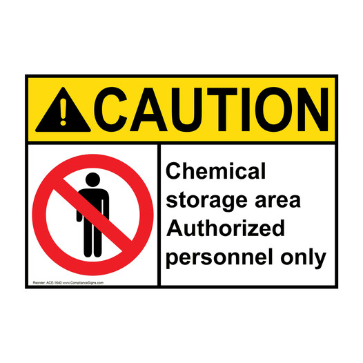 ANSI CAUTION Chemical Storage Area Sign with Symbol ACE-1640