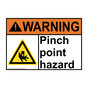 ANSI WARNING Pinch point hazard Sign with Symbol AWE-32870