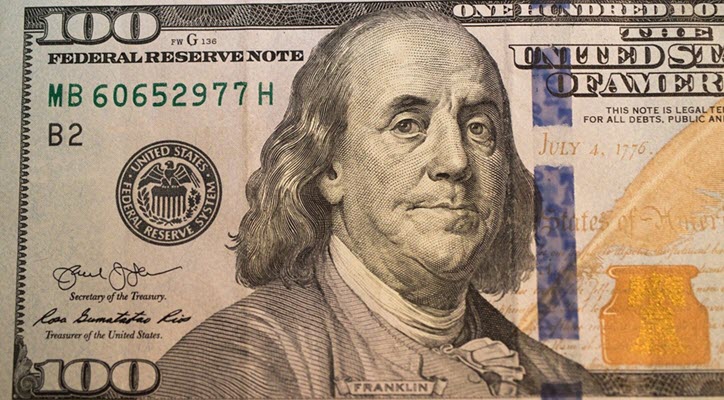 Benjamin Franklin on a US$100 bill