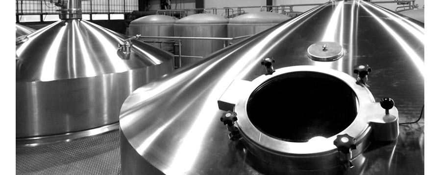 fermenting tanks in a brewery