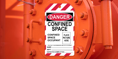 OSHA Danger confined space safety tag