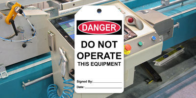 OSHA Danger do not operate this equipment safety tag