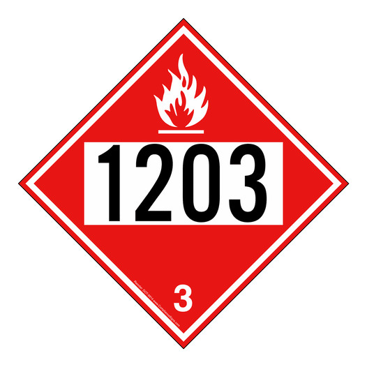 DOT Flammable 3 1203 Hazmat Sign DOT-9914