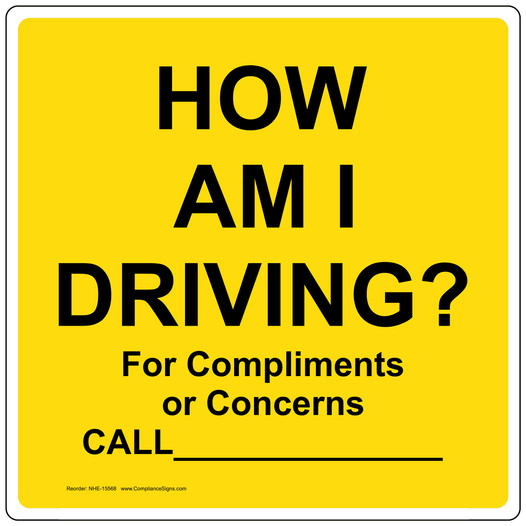 How Am I Driving For Compliments Or Concerns Call Sign NHE-15568