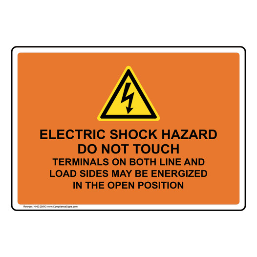 Electric Shock Hazard Do Not Touch Sign With Symbol NHE-29543