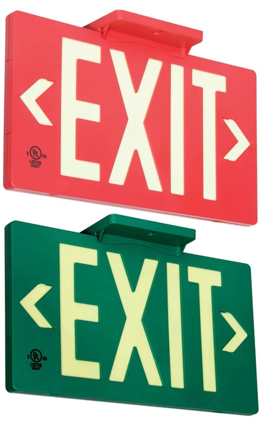 Glowing EXIT signs