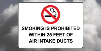 Federal No Smoking Sign - Prohibited Within 25 Feet