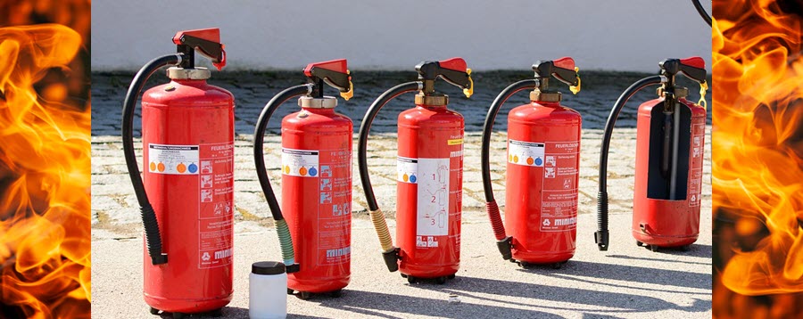 fire extinguishers and flames