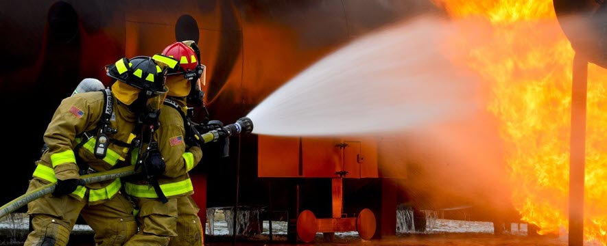 Fighting an industrial fire