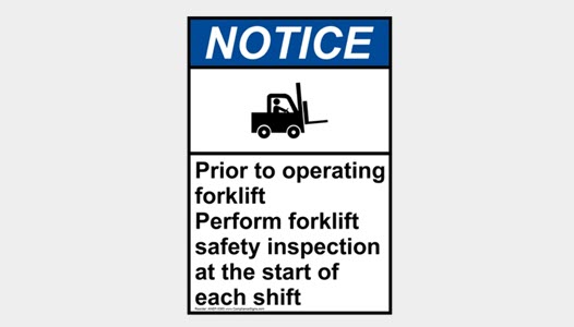 Forklift Inspection Reminder Label