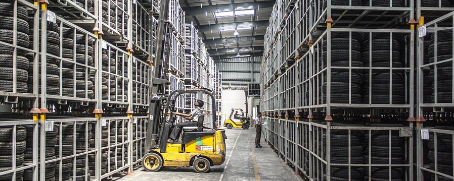 forklift in warehouse