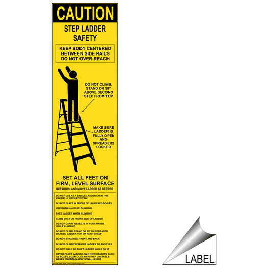 Step Ladder Safety Label With Symbol for Ladder / Scaffold NHE-16298