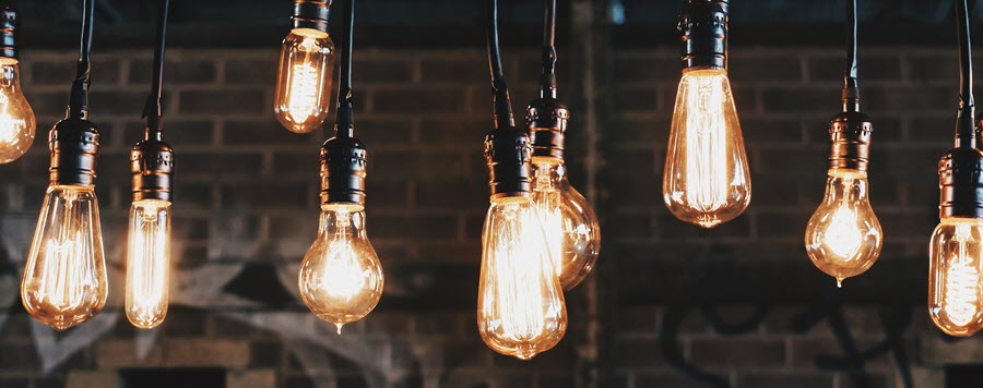 light bulbs hanging from ceiling