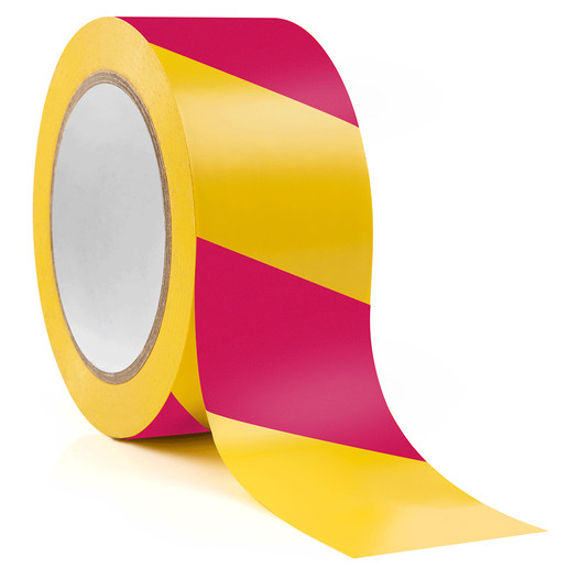 Magenta and Yellow Striped Floor Marking Tape - 2 in x 108 ft