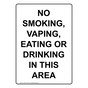 Portrait No Smoking, Vaping, Eating Or Drinking Sign NHEP-37700