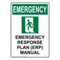 Portrait OSHA EMERGENCY Emergency Response Plan (ERP) Manual Sign With Symbol OEEP-32019