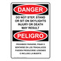 English + Spanish OSHA DANGER Do Not Step Stand Sit Skylights Sign ODB-8024-R