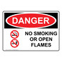 OSHA DANGER No Smoking Or Open Flames Sign With Symbol ODE-4805