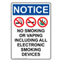 Portrait OSHA NOTICE No Smoking Or Vaping Sign With Symbol ONEP-39029