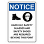 Portrait OSHA NOTICE Hard Hat, Safety Glasses Sign With Symbol ONEP-36292