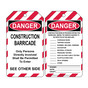 OSHA DANGER Construction Barricade Safety Tag CS789642