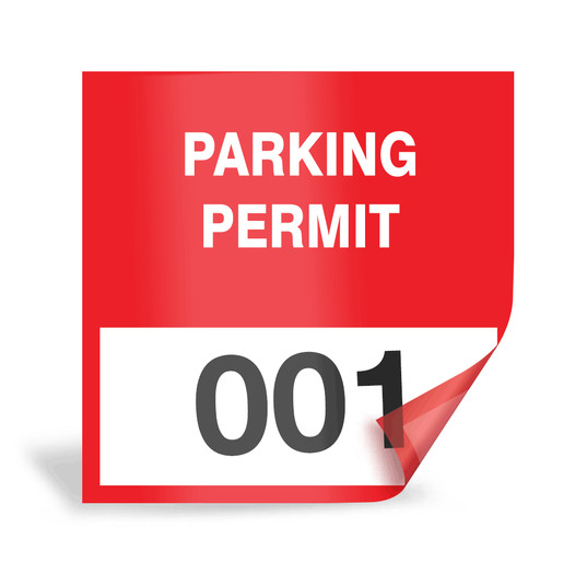 Red Parking Permit 001-099 Window Cling Permit CS382694