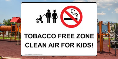 Clean Air For Kids Playground No Smoking Sign