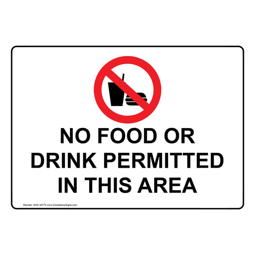 No Food Or Drink Permitted In This Area Sign With Symbol NHE-35775