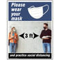 Blue Please wear your mask and practice social distancing 3ft Poster CS224383