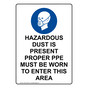 Portrait HAZARDOUS DUST IS PRESENT Sign with Symbol NHEP-50455