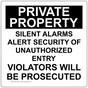 Private Property Silent Alarms Sign NHE-18555