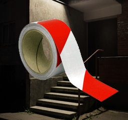 Red / White Stripe Reflective Floor Tape