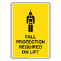 Portrait Fall Protection Required Sign With Symbol NHEP-36520_YLW