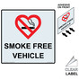 Square SMOKE FREE VEHICLE Label with Symbol and Front Adhesive NHE-19589-Reverse