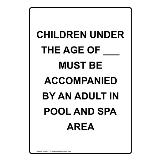 Children Must Be Accompanied By An Adult Sign NHEP-7778