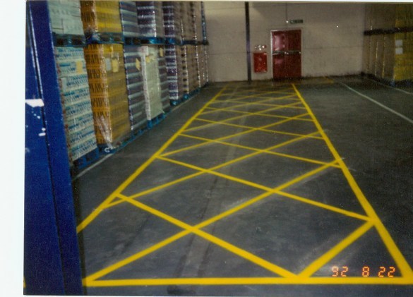 Floor marked with tape