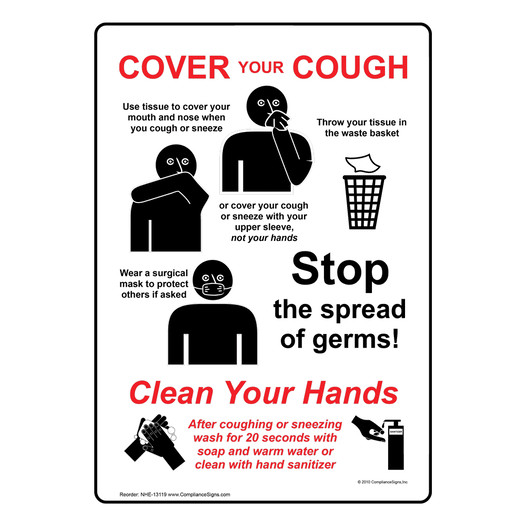 Cover Your Cough Use Tissue Sign NHE-13119