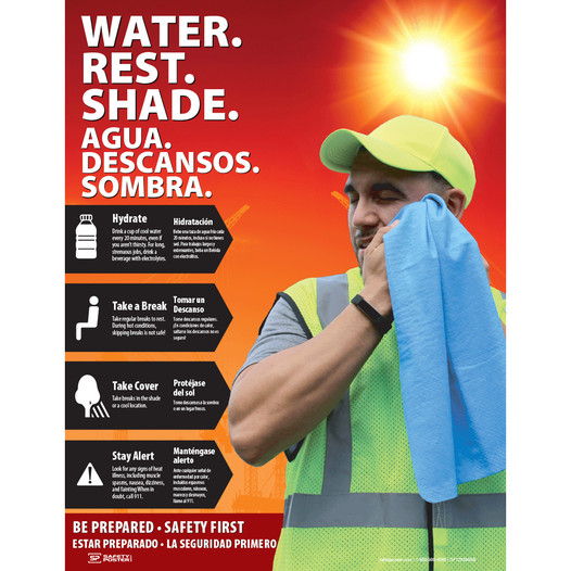 Water. Rest. Shade Agua. Descanso. English + Spanish Poster CS142115