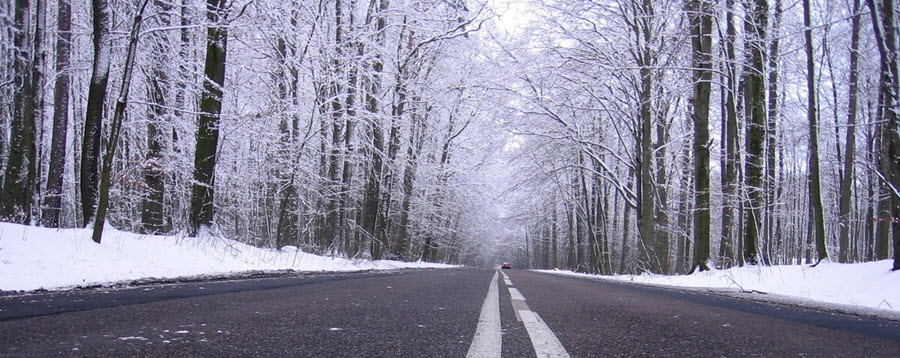 winter driving with snow