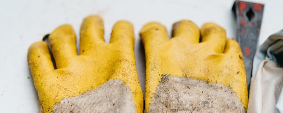 work gloves and tools