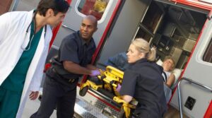 EMT team responding to a workplace health incident