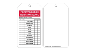 Fire Extinguisher Inspection Record Extinguisher Number Inspection Tag