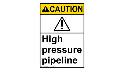 ANSI CAUTION HIGH PRESSURE PIPELINE SIGN WITH SYMBOL