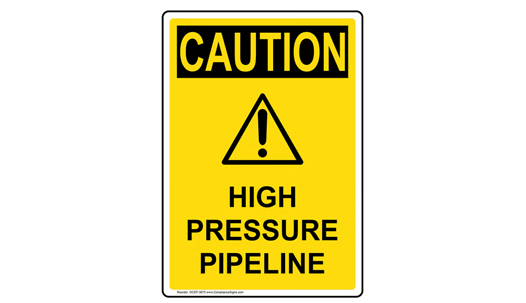 OSHA-format Gas Pipeline sign